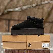 Зимові Жіночі Черевики UGG Classic Ultra Mini Platform Black / УГГ Класик Ультра Міні Платформ Чорні, фото 5