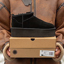 Зимові Жіночі Черевики UGG Classic Ultra Mini Platform Black / УГГ Класик Ультра Міні Платформ Чорні, фото 3