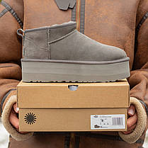 Зимові Жіночі Черевики UGG Classic Ultra Mini Platform Grey / УГГ Класик Ультра Міні Платформ Сірі, фото 3