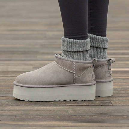 Зимові Жіночі Черевики UGG Classic Ultra Mini Platform Grey / УГГ Класик Ультра Міні Платформ Сірі, фото 1