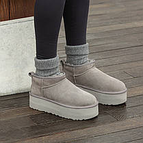 Зимові Жіночі Черевики UGG Classic Ultra Mini Platform Grey / УГГ Класик Ультра Міні Платформ Сірі, фото 6