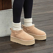 Зимові Жіночі Черевики UGG Classic Ultra Mini Platform Beige / УГГ Класик Ультра Міні Платформ Бежеві, фото 6