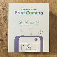 Дитячий фотоапарат-принтер блакитний кольоровий екран ігри відеозапис чорно-білий друк (C64270), фото 4