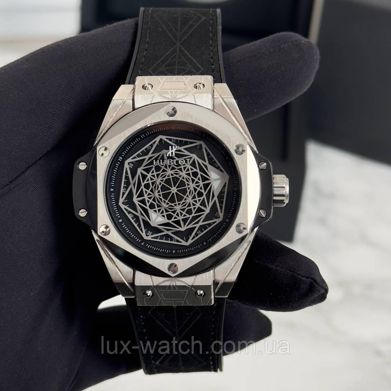 Наручний стильний годинник Hublot Big Bang Sang Bleu Black/Silver