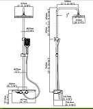 Душова система із змішувачем термостатом та виливом DUSEL BRONX Thermostatic Black душова стійка з поличкою, фото 10