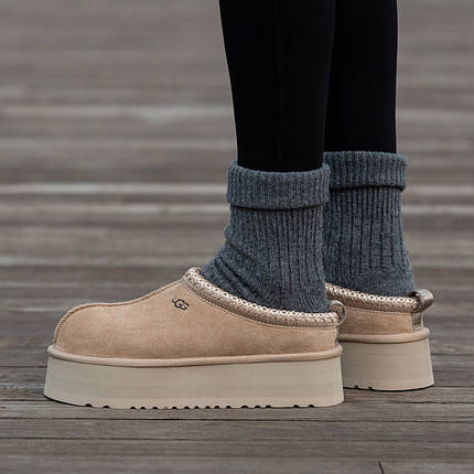 Зимові Жіночі Черевики UGG Tasman Platform Beige / УГГ Тасман Платформ Бежеві, фото 1