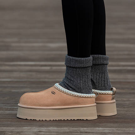 Зимові Жіночі Черевики UGG Tasman Platform Sand Beige / УГГ Тасман Платформ Сенд Бежеві, фото 1