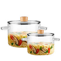 Набір скляних каструль A-PLUS 2 шт 1.8 л, 3.2 л