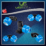 Коліно настінне 20х1/2" компресійне з внутрішнім різьбленням для поліетиленових труб PN 16 Unisera, фото 5