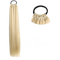 Причіпний хвіст блонд 60см на резинці, термоволокно