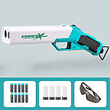 Дитячий дводульний обріз бірюзово-білий з м'якими кулями, окулярами та 40 снарядами, фото 2