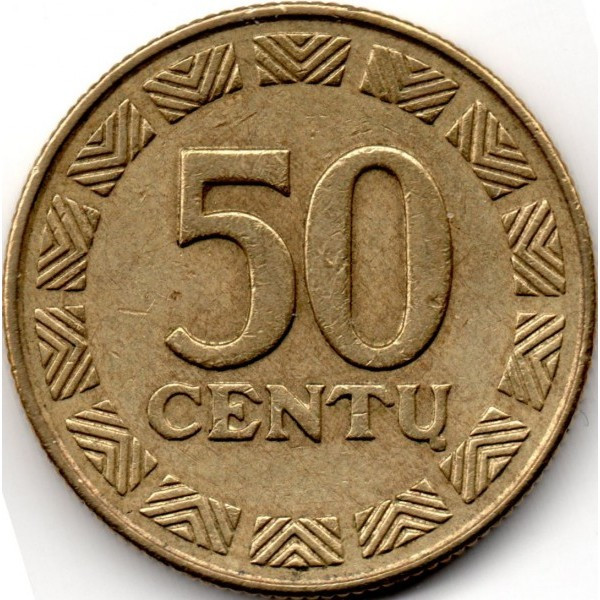 Монета Літви 50 центів 1997-99 рр