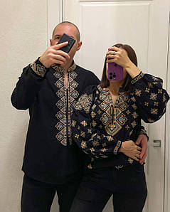 Парні льняні вишиванки чоловіча жіноча в стилі family look виробництво Туреччина