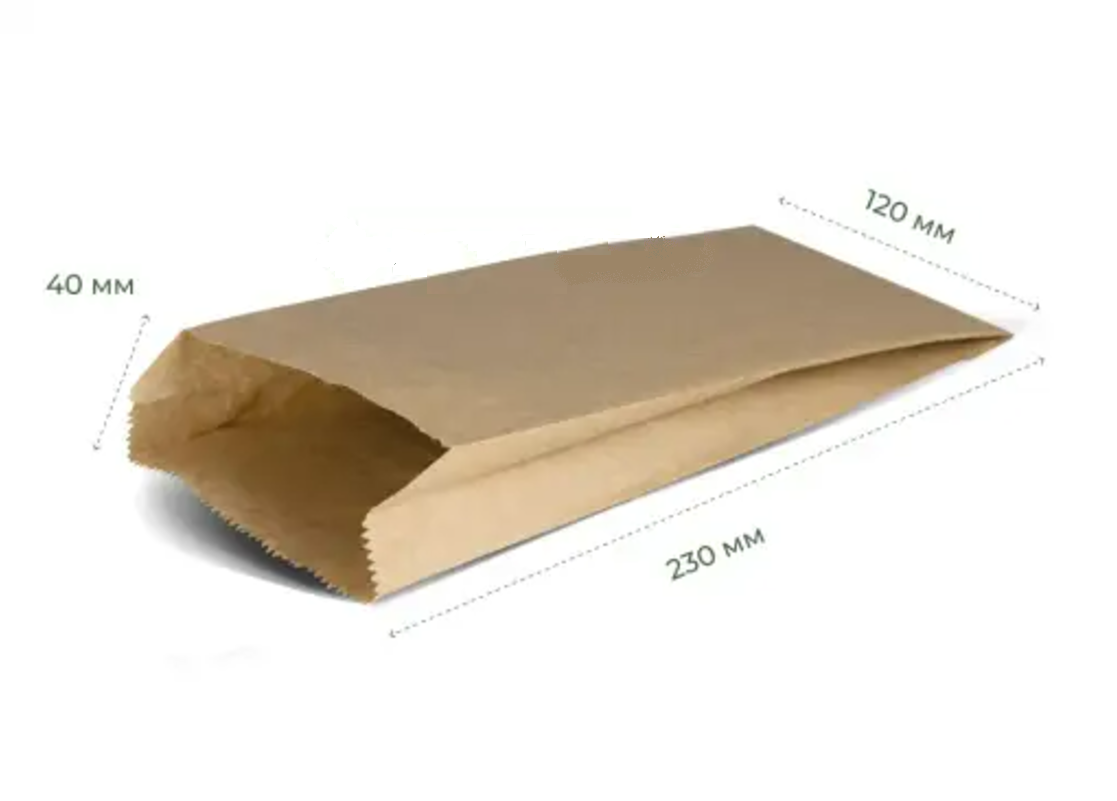 Крафт-пакет бурий саше 120x40x230 мм, 40 г/м² (1000 шт.)