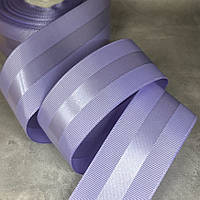 Репсова стрічка з атласною смугою 4 см, колір- бузковий, метр, Бузковий