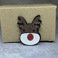 Аплікація "Олень" 4,3*3 см, фетр- екошкіра, поштучно, Різнокольоровий