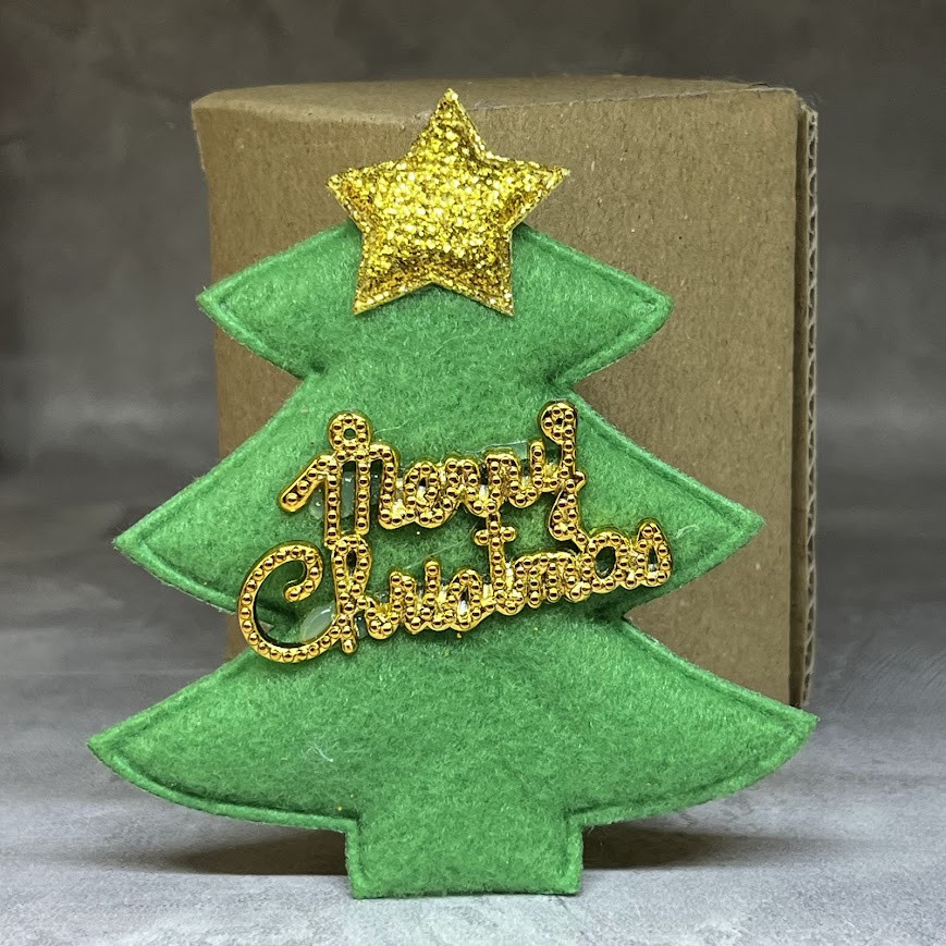 Аплікація (новорічний декор) "Ялинка" 8*7,4 см, фетр- екошкіра-пластик, поштучно, Різнокольоровий, фото 1