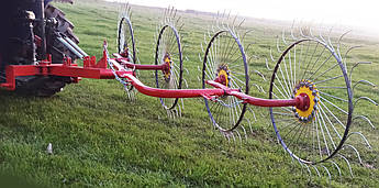 Навісні граблі ворошилки ГСТ6-4 сонечка до трактора (рама з круглої труби, оцинковані зуби ∅ 6 мм)