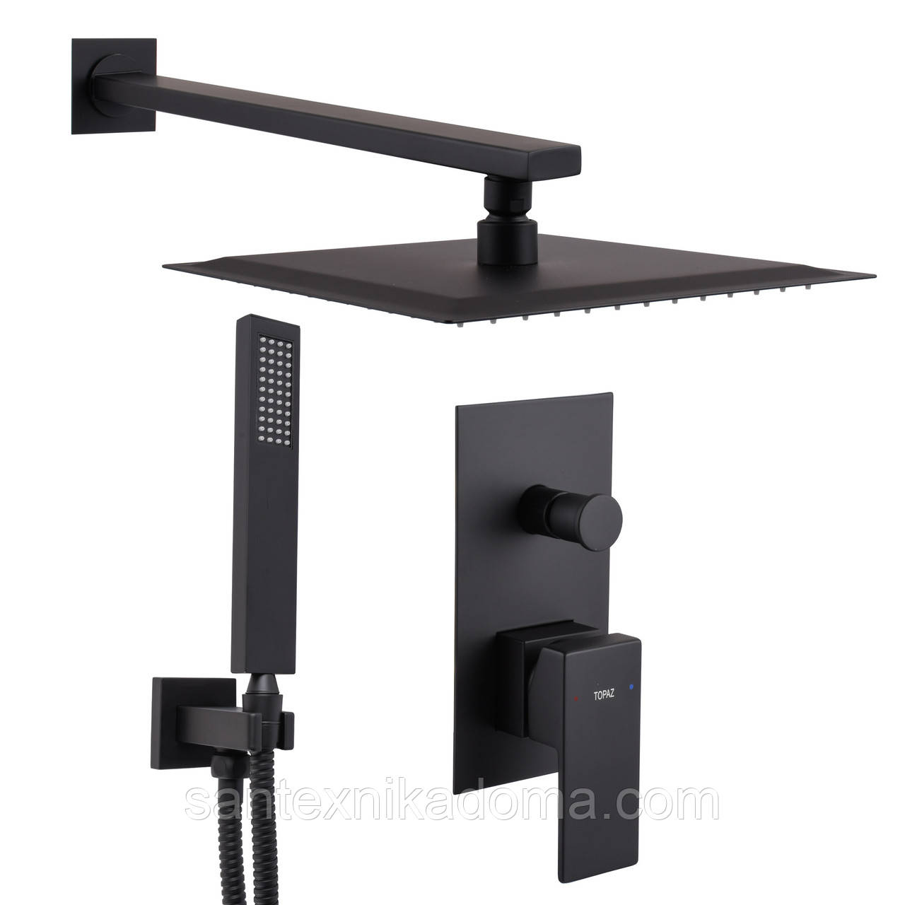 Душова система TOPAZ ODISS TO-18205-H66-BL вбудована, лійка тропік , змішувач без виливу латунь