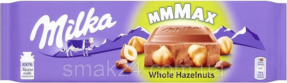 Шоколад молочний із фундуком Whole Hazelnuts Max Milka Швейцарія 270г