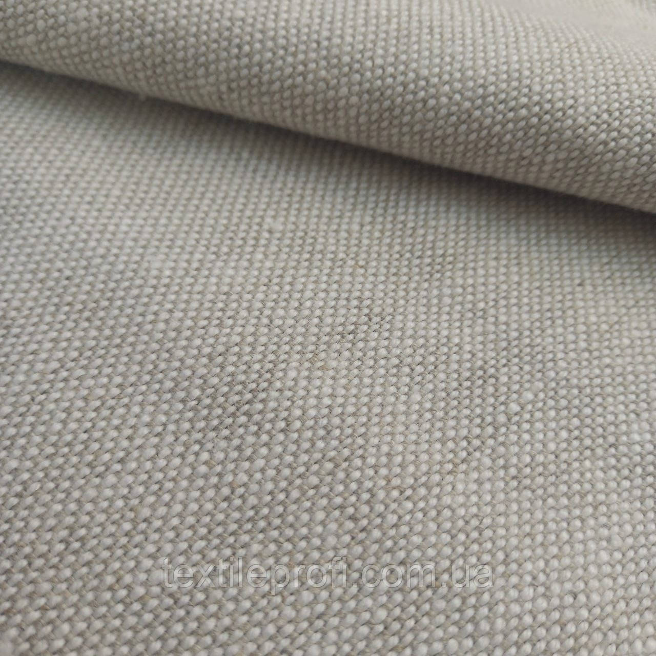 Щільна лляна тканина з фактурною поверхнею рогожкового плетіння (шир. 312 см), фото 1