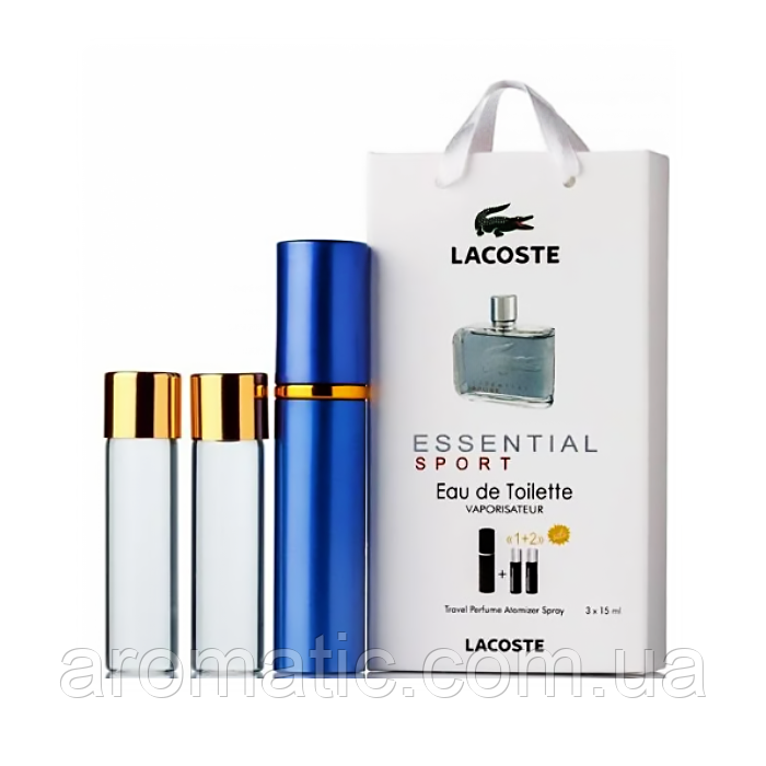 Парфуми чоловічі Lacoste Essential Sport в подарунковій упаковці 3х15 мл