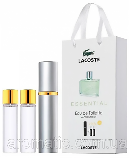 Парфуми чоловічі Lacoste Essential в подарунковій упаковці 3х15 мл
