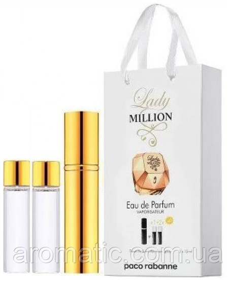 Парфуми жіночі Paco Rabanne Lady Million в подарунковій упаковці 3х15 мл