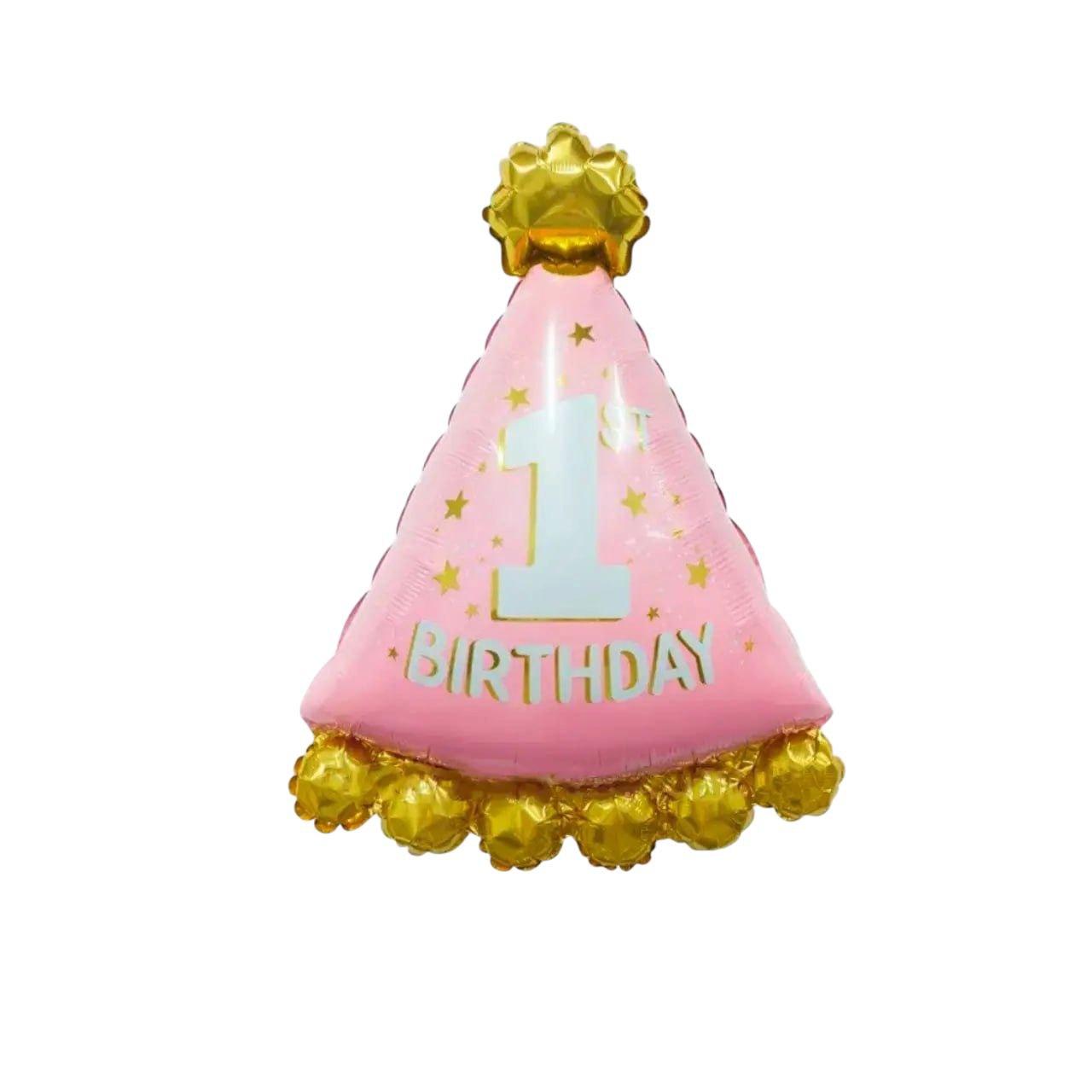 Фольгована повітряна куля Ковпак 1st Birthday рожевий , 79х59 см