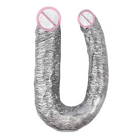 Фалоїмітатор подвійний (двосторонній) Chisa Dark Muscle Dixie Normous, сріблястий