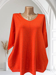 Стильна жіноча туніка американка батальна з рукавом 3/4 трикотаж