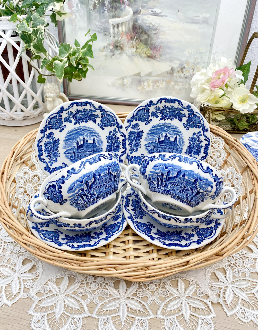 Супова чашка з блюдцем від англійської мануфактури Enoch Wedgwood, Англія, вінтаж, "Royal Homes of Britain"