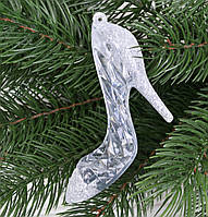 Новорічна прикраса підвіска Туфелька прозора H11см