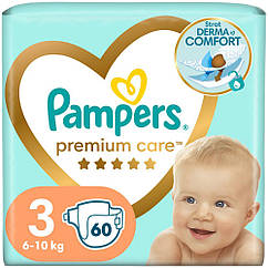 Дитячі підгузки Pampers Premium Care Midi розмір 3 (6-10 кг) 60 шт. (Памперс)