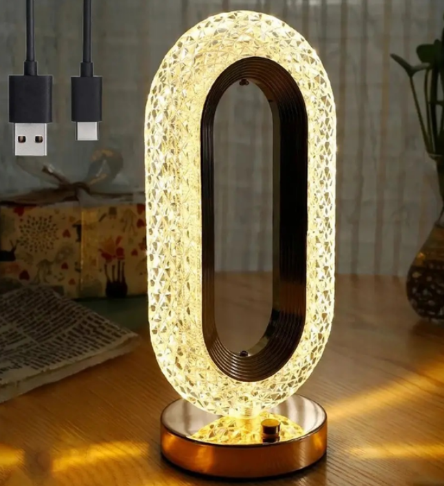 Настільна кришталева лампа-нічник акумуляторна з USB CRYSTAL TABLE LAMP 26см