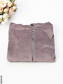 2520-58 Халат жіночий на блискавці з поясом велюр батал (3 од: 52-54,56-58,60-62)