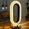 Настільна кришталева лампа-нічник акумуляторна з USB CRYSTAL TABLE LAMP 26см, фото 8