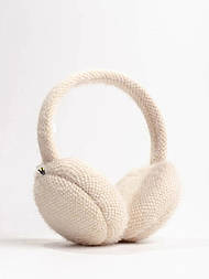 Теплі жіночі навушники на зиму з ангорі у бехевому кольорі