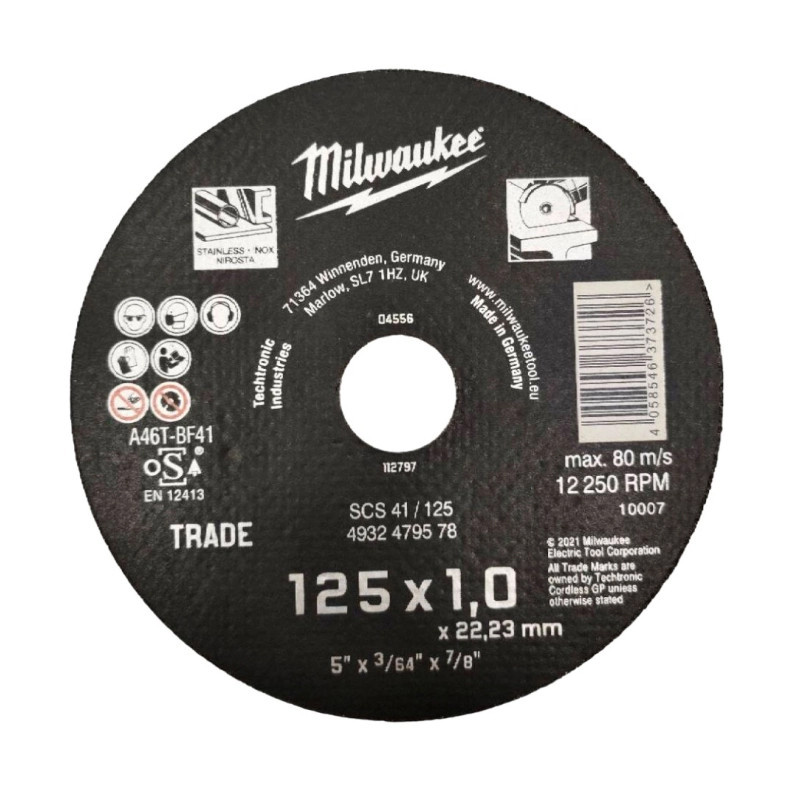 Круг відрізний по металу MILWAUKEE SCS 41/125x1 (Німеччина) 4932479578