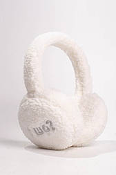 Жіночі теплі навушники на зиму з вишивкою у білому кольорі