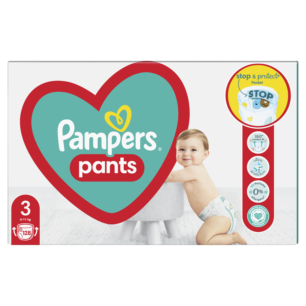 Підгузки-трусики Pampers Pants Midi розмір 3 (6-11кг) 128 шт.(Памперс)