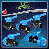 Кран кульовий 32х32 мм повнопрохідний компресійне з'єднання для поліетиленової труби PN16 Unisera, фото 5