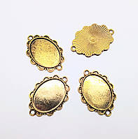 Конектор Finding Овальный ажурний основа під вставку 25 мм х 18 мм Античне золото 36 мм x 25 мм
