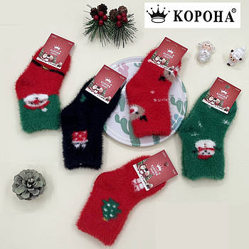 Новорічні шкарпетки дитячі норка ангора Корона, на 0-12 міс., асорті, 3573