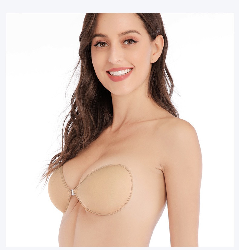 Fly Bra Invisible бюстгальтер невидимка бежевий з підтримкою та відкритою спиною. Легкий бюстгальтер розмір D