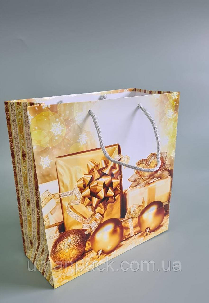 Паперовий Подарунковий Пакет Новорічний 23*24*10 — 40 (12 шт.)
