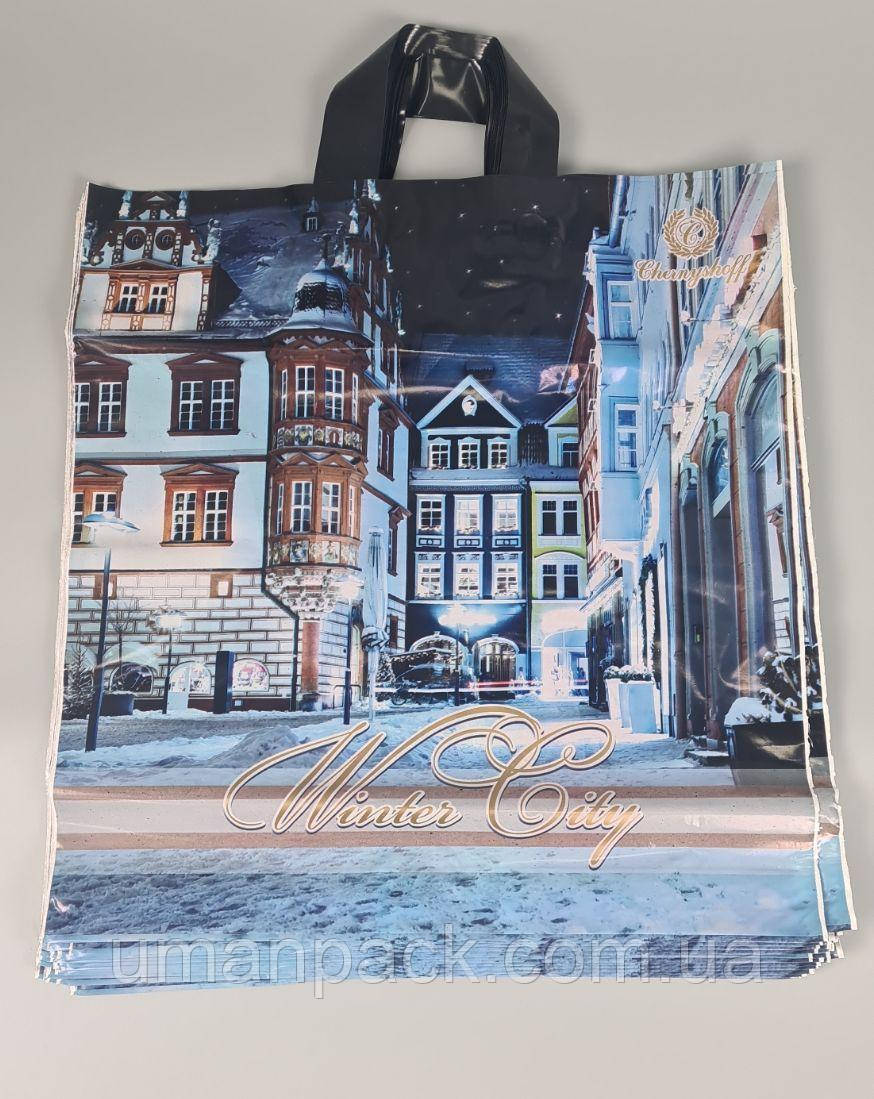 Пакет із петльовою ручкою 40*42ВТ Н.Год "Зимове місто" Репако (25 шт.)