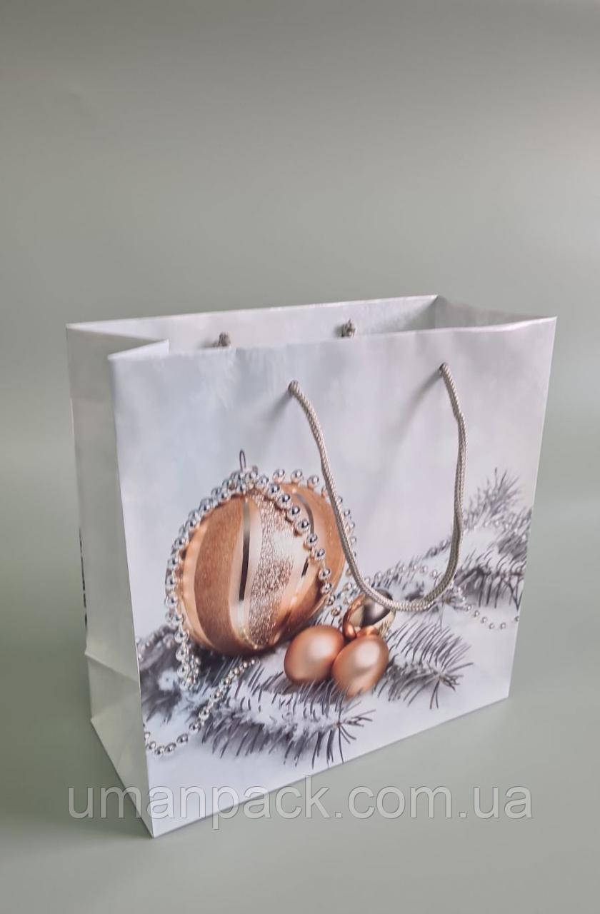 Паперовий Подарунковий Пакет Новорічний 23*24*10 — 37 (12 шт.)