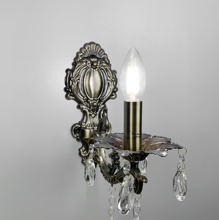 Бронзове бра із кришталевими підвісами 11549/1, фото 1