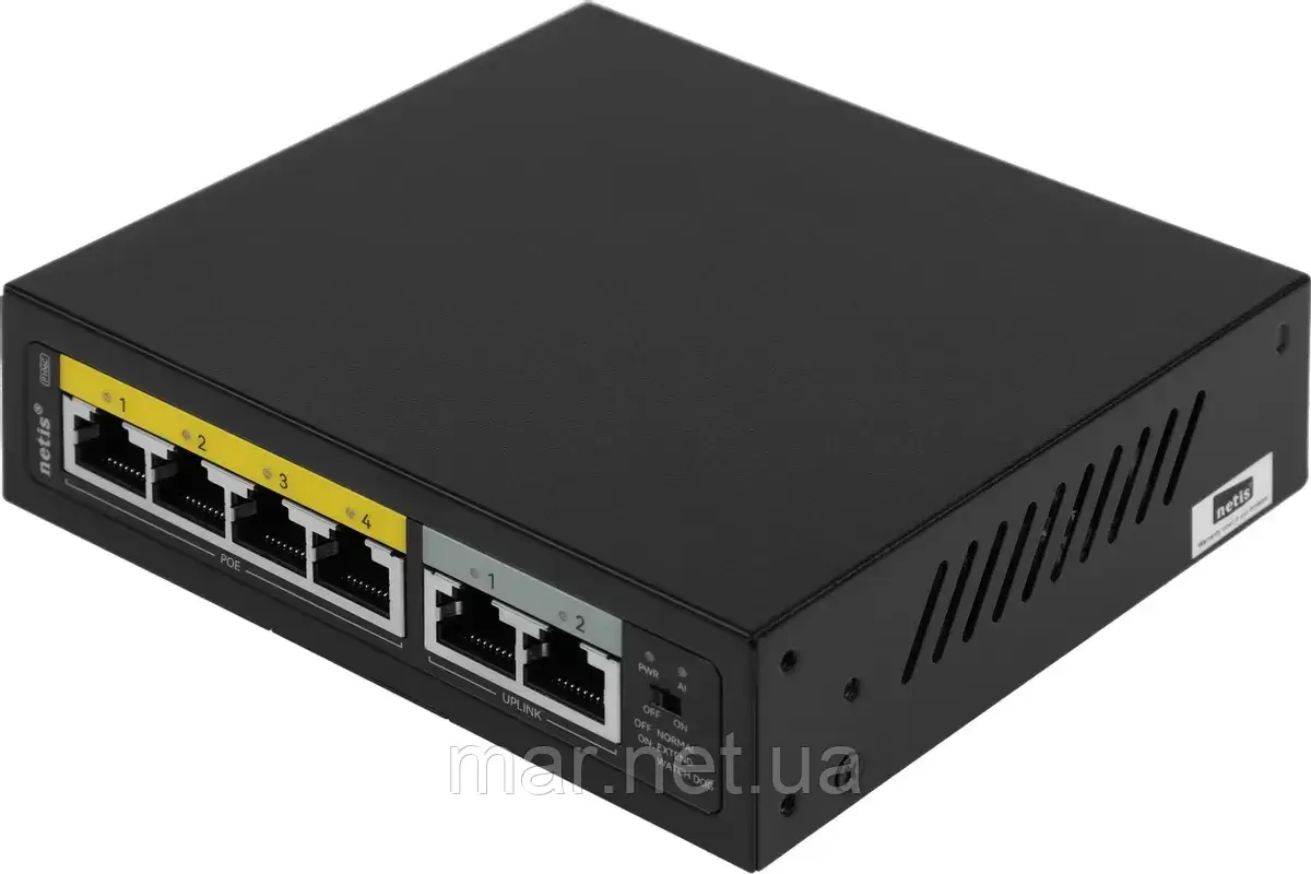 POE Watchdog комутатор Netis P106C [POE FE: 4, GE UL: 2 x RJ-45], фото 1